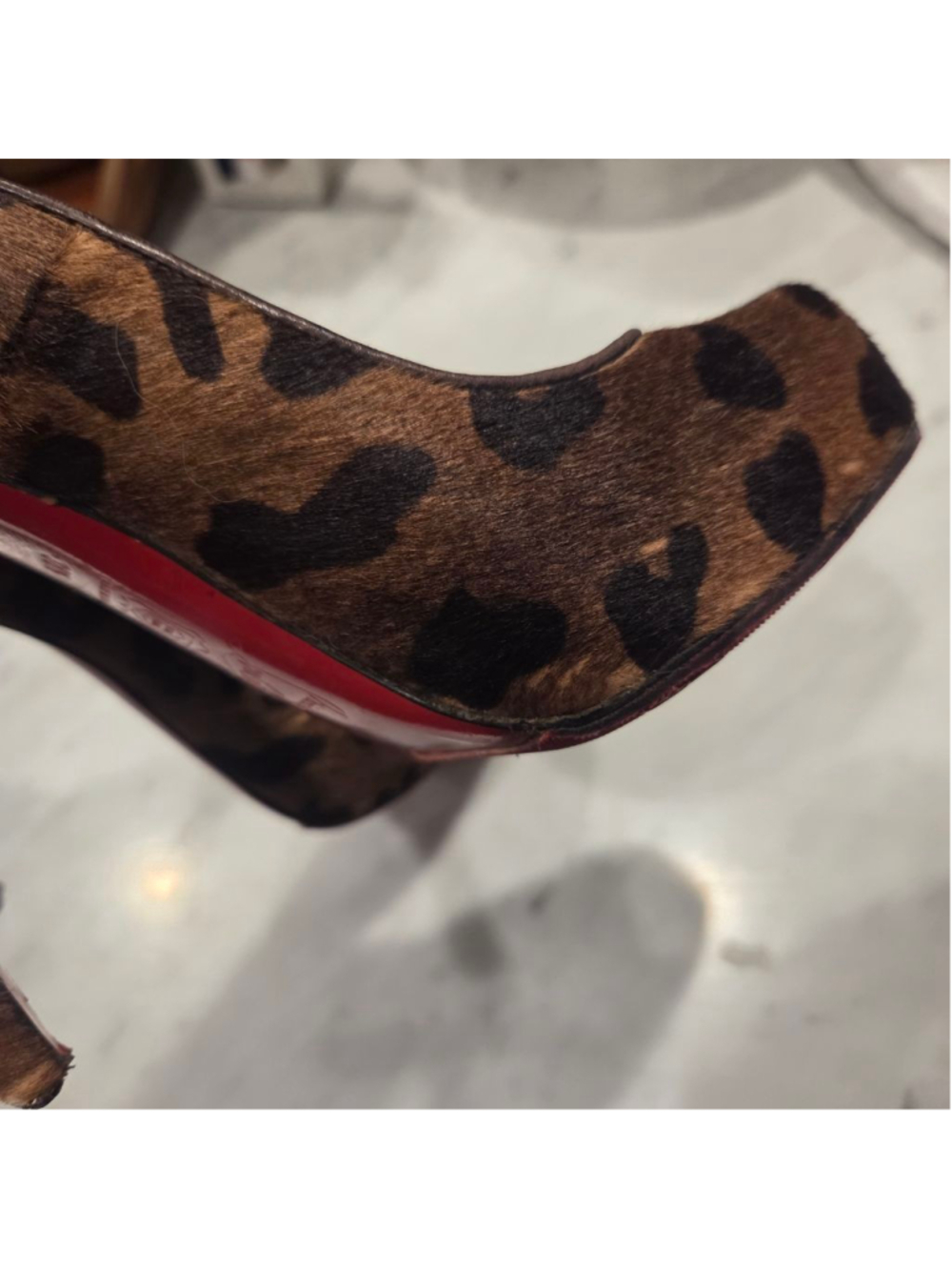 Louboutin Calf Hair Leopard Platform Heels size 38.5 - Picture 8 of 8
